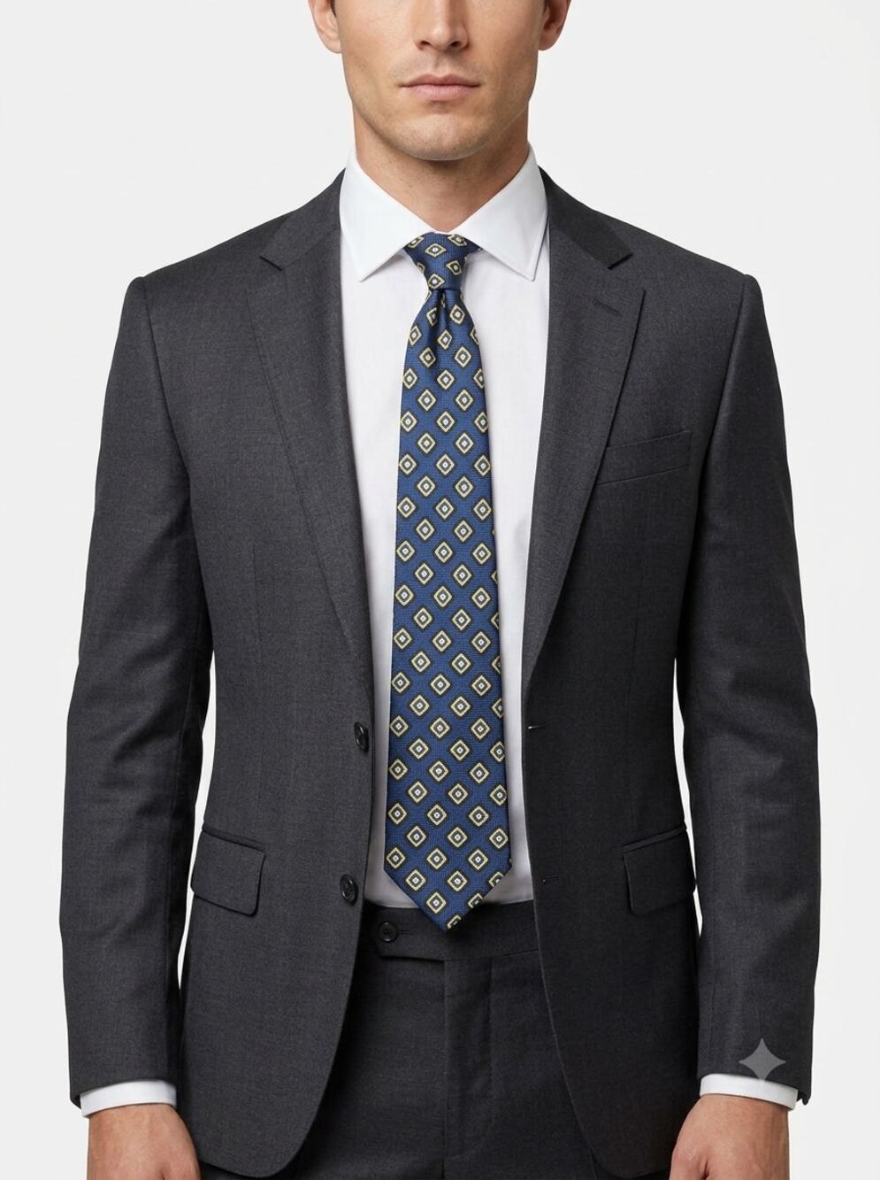 Dolce & Gabbana Silk Tie Blue Yellow Geometric Diamond Vintage Made In Italy